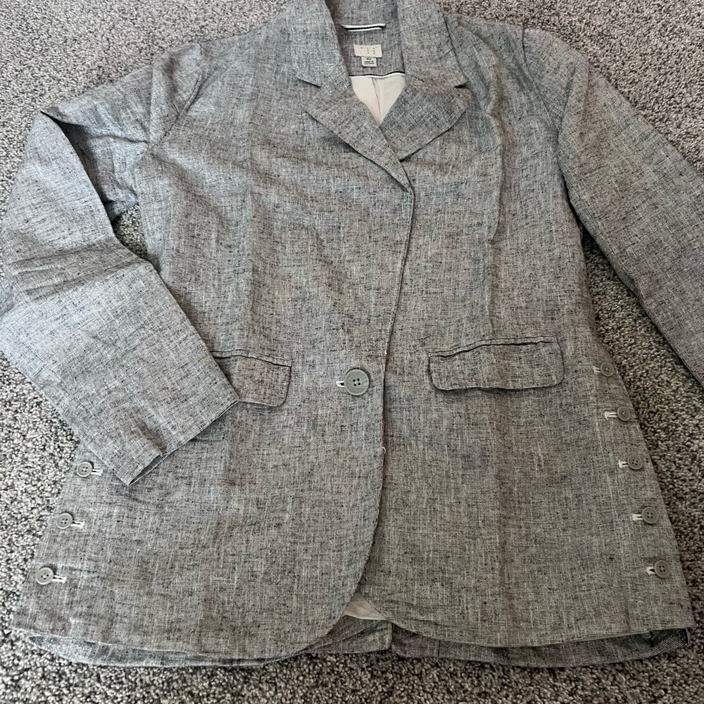 A New Day silver sparkle button in front Pockets Linen Cotton blazer size XS